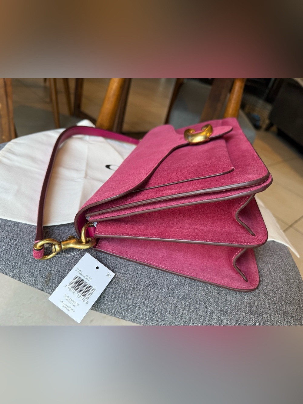 Coach Tabby 36 Fuchsia Pink Suede Shoulder Bag NWT - Picture 7 of 13